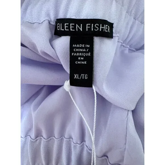EILEEN FISHER Women Silk Georgette Crepe Wide Leg Pull On Pant Purple Size XL - Picture 10 of 10